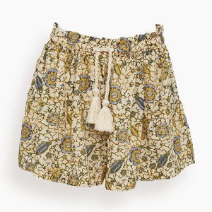 Ulla Johnson Floral High Waist Shorts - Cream and Blue